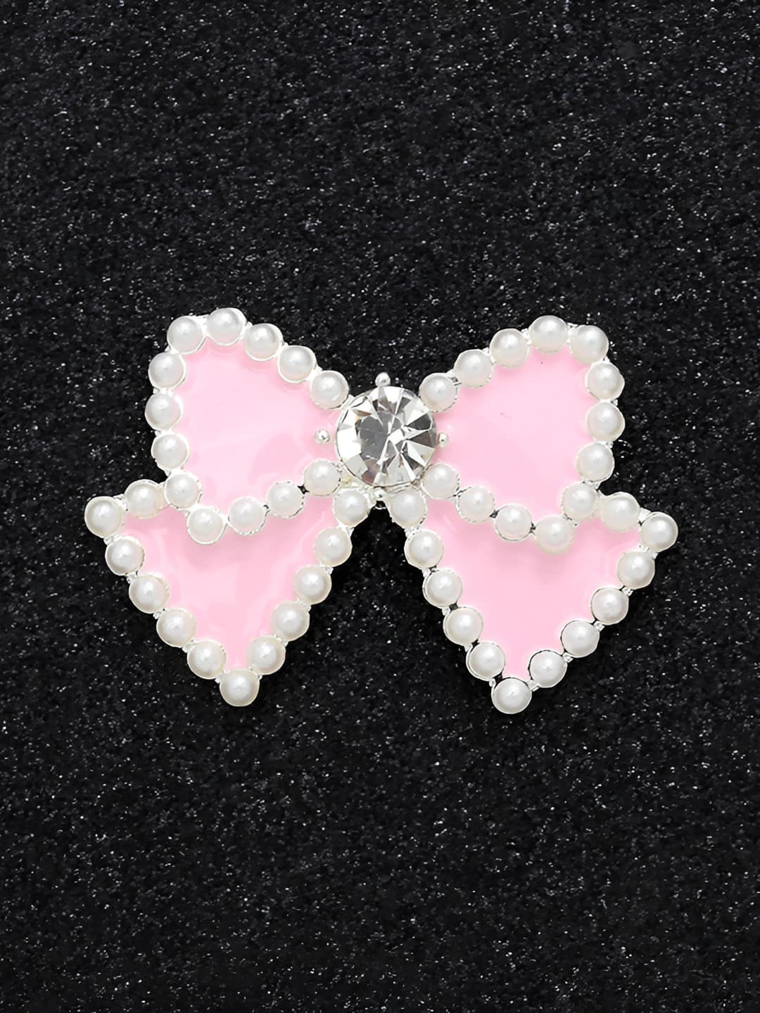 Silver base, pink bow