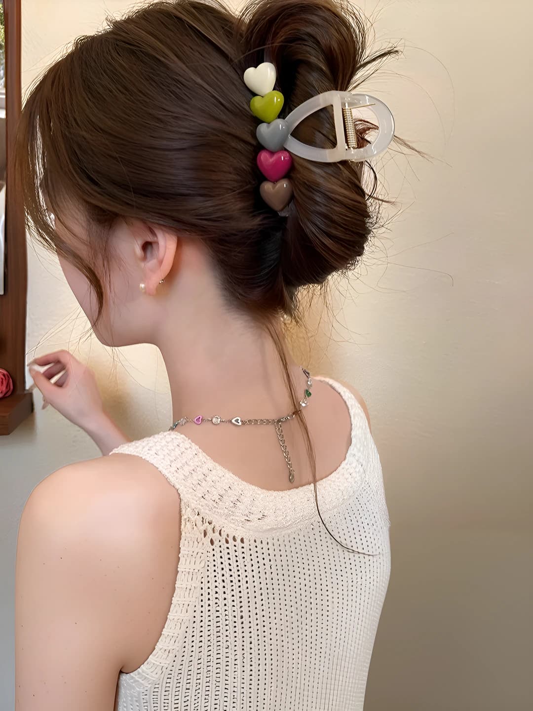 Heart beige base clip (8 cm)