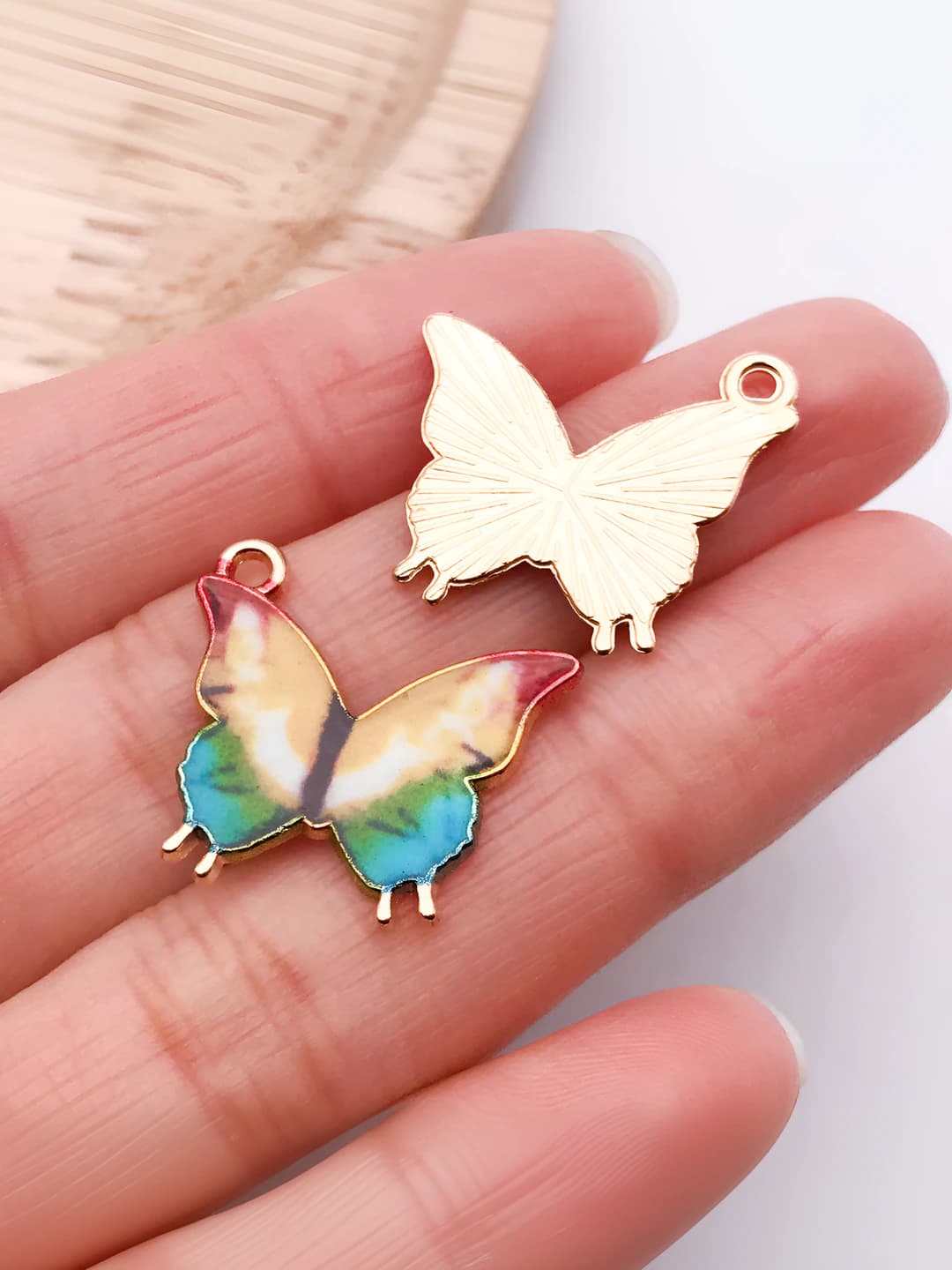 1 шт. жёлто-синяя бабочка 21x19x1mm-1g-24888
