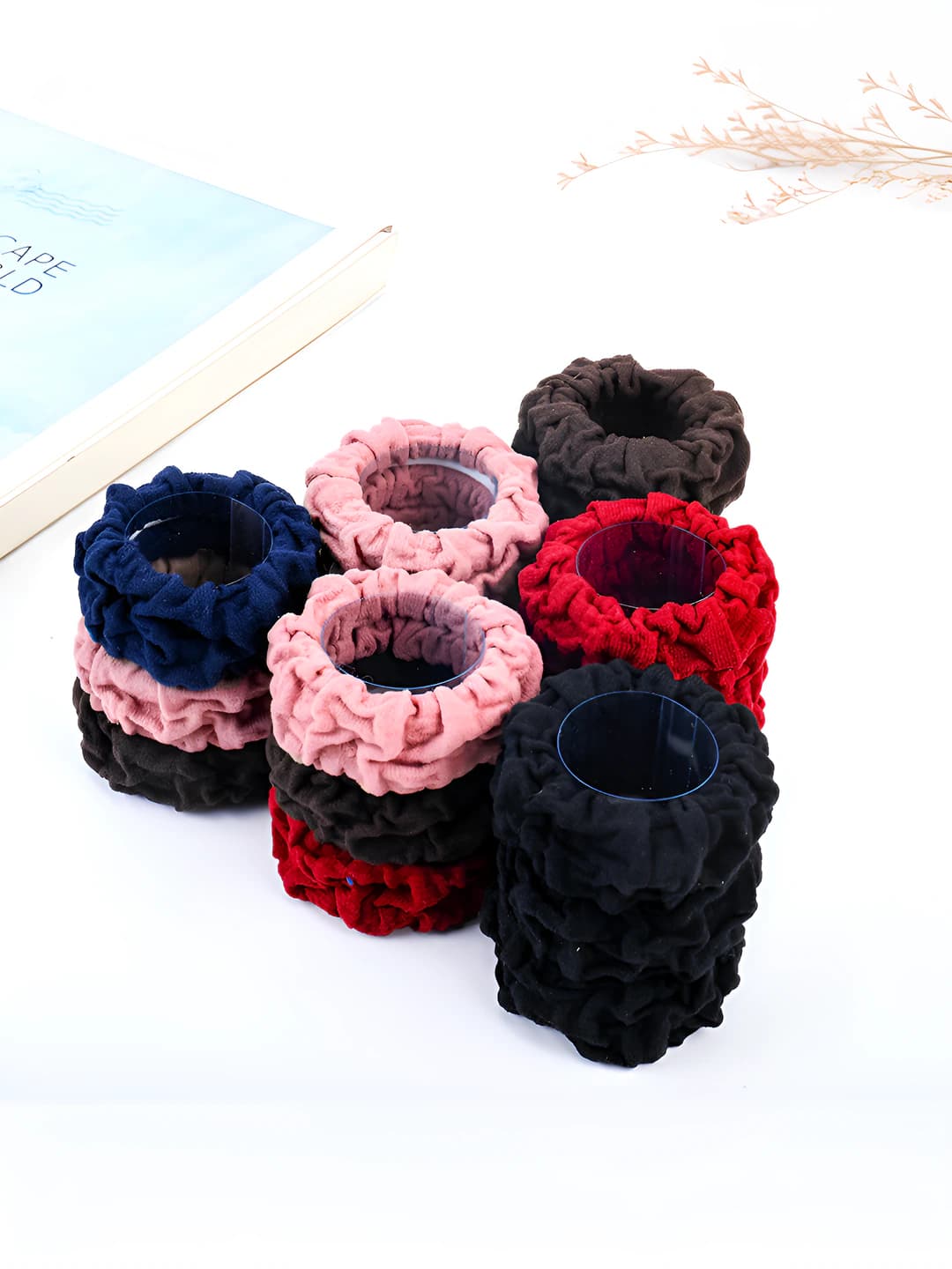 Women's Korean style stretch fabric hair ties, cartoon design, high elasticity