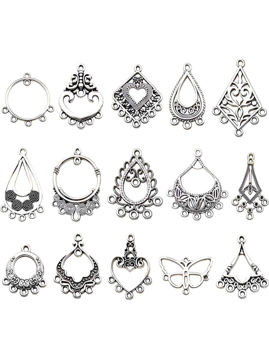Mixed 60 pcs earrings multi-hole chain set - 112 g