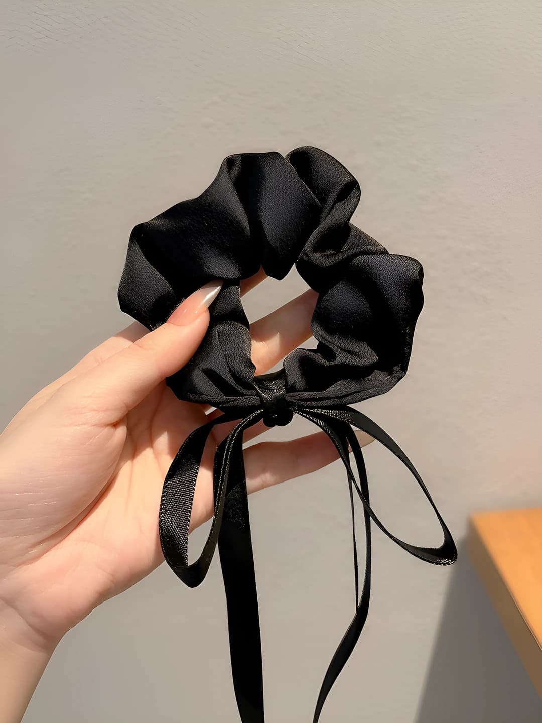 9# Black ribbon ring - 9 cm