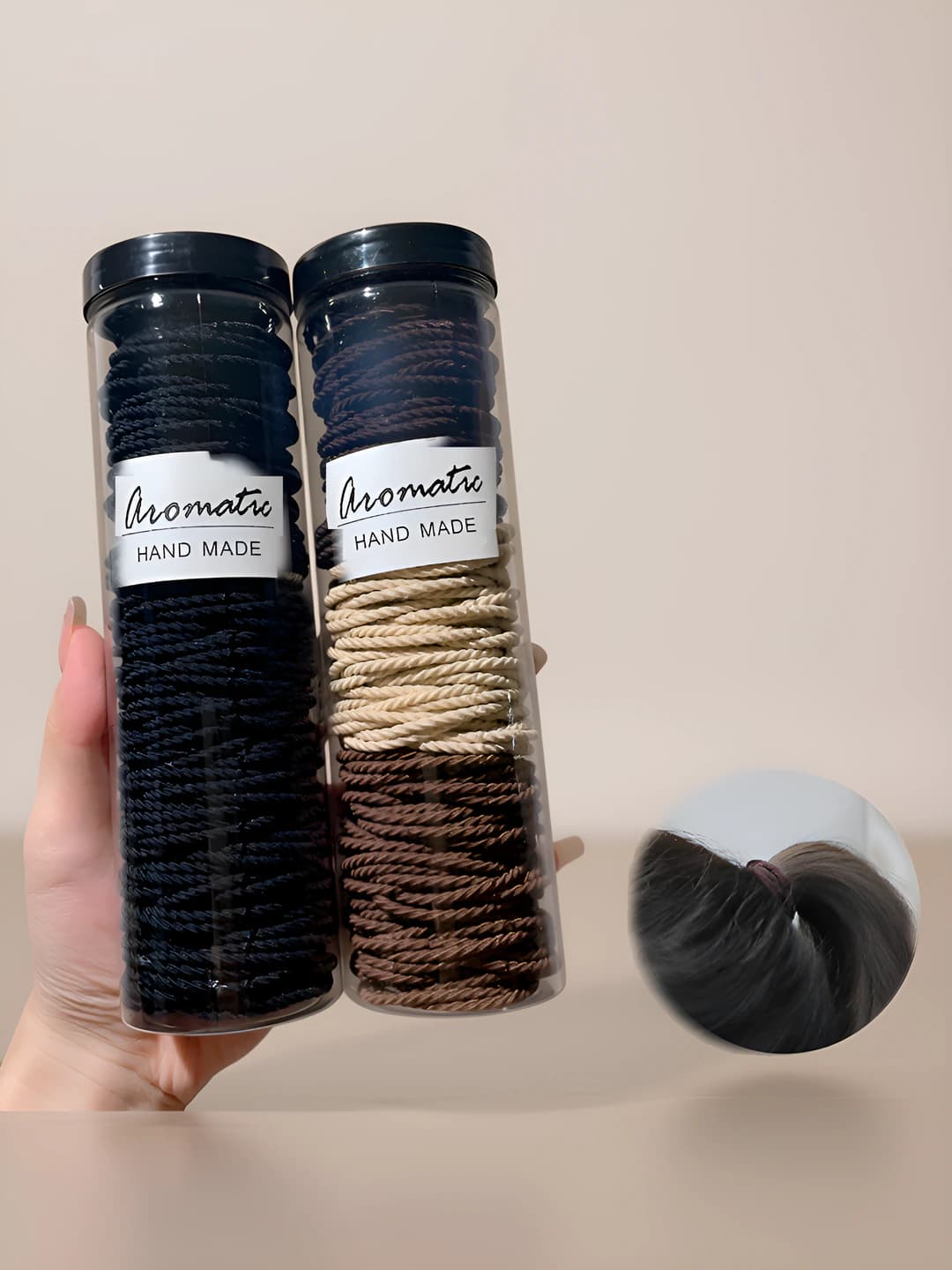 Women's black stretch hair ties, Korean style, high elasticity, 2026