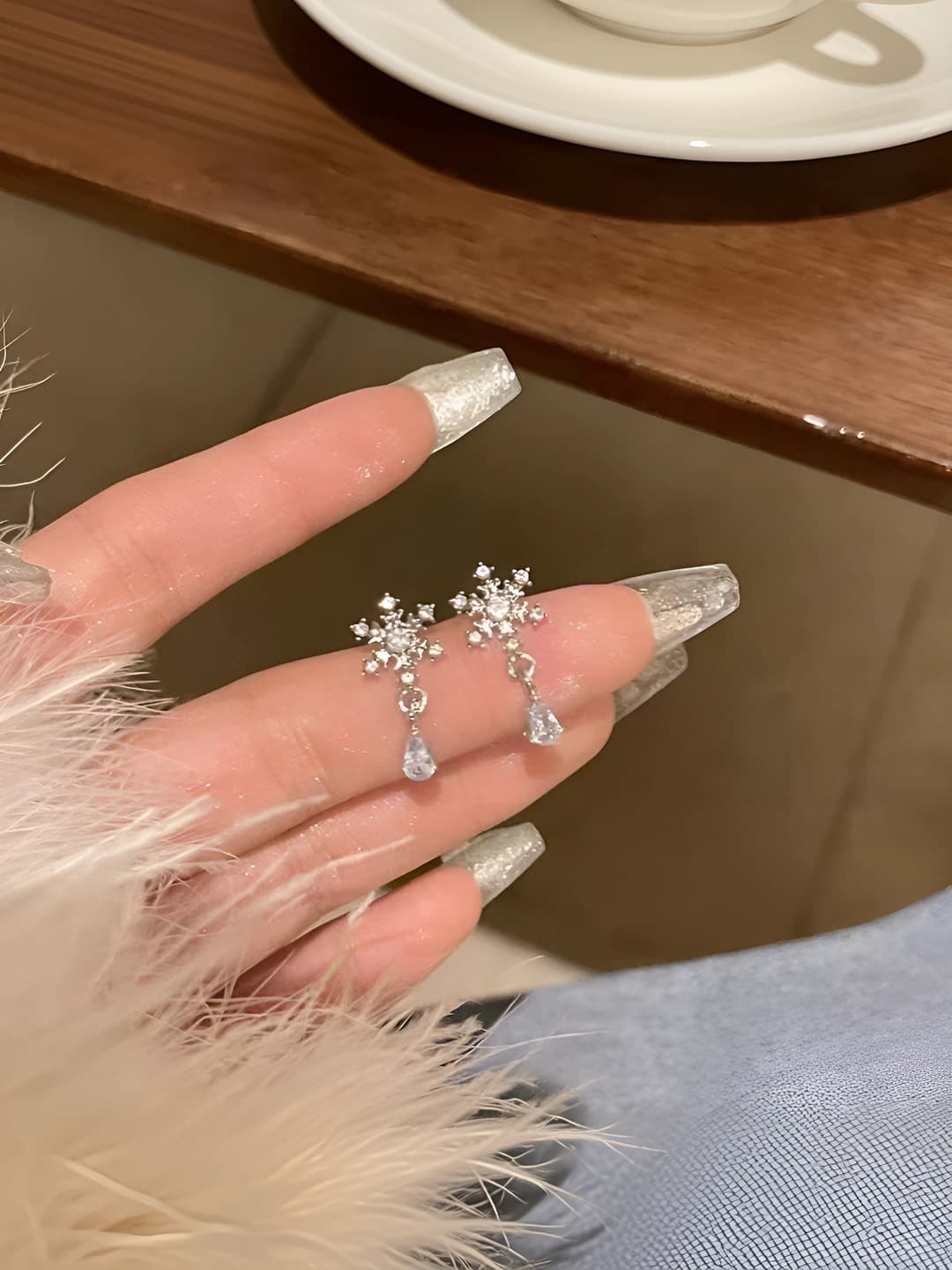 Snowflake teardrop earrings