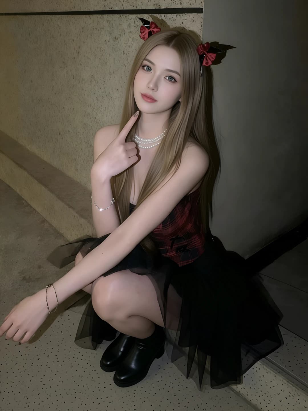 3 qatlamli qon tomchisi marvarid choker