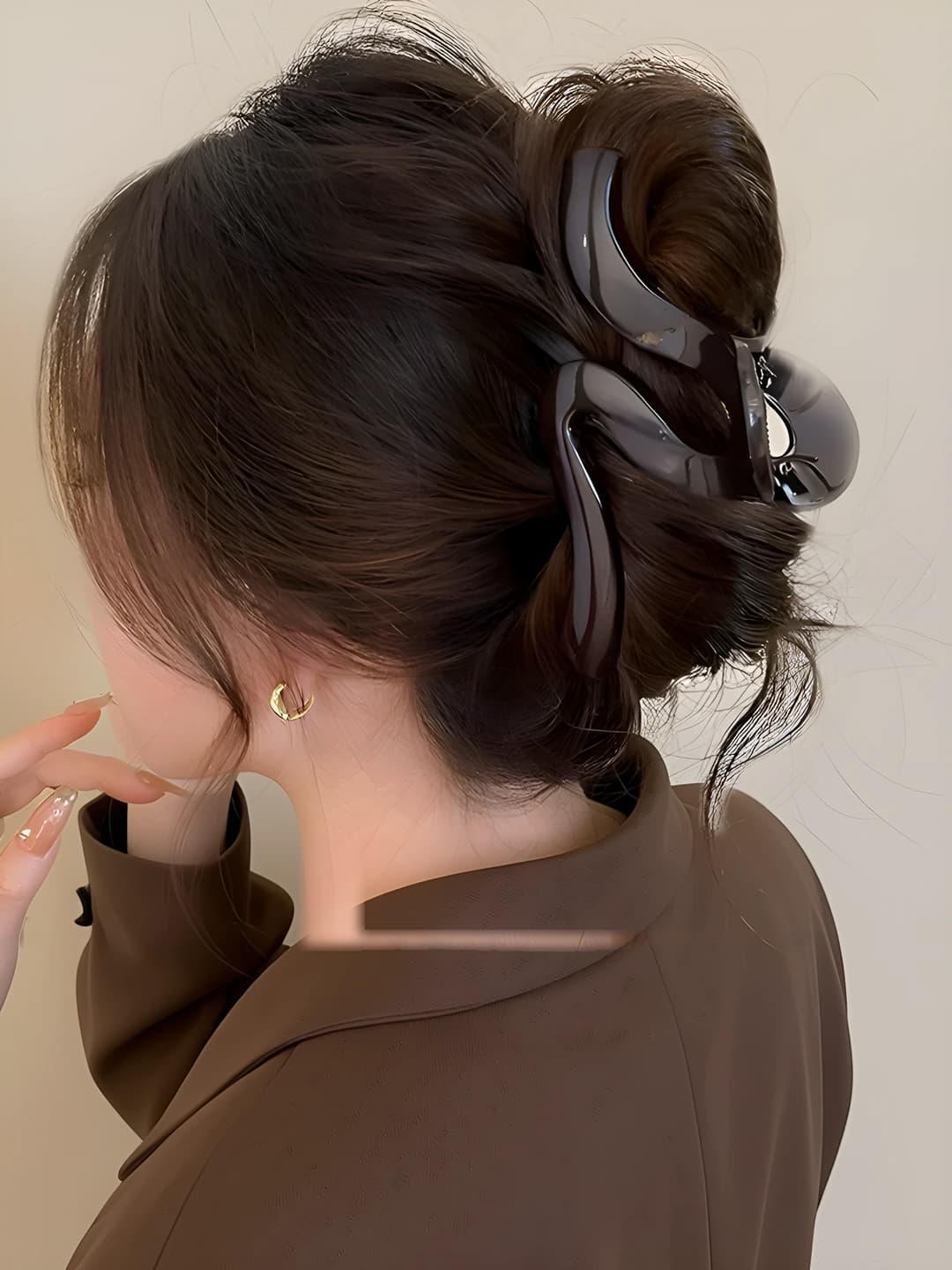 Chocolate brown, wave, 12.5 cm