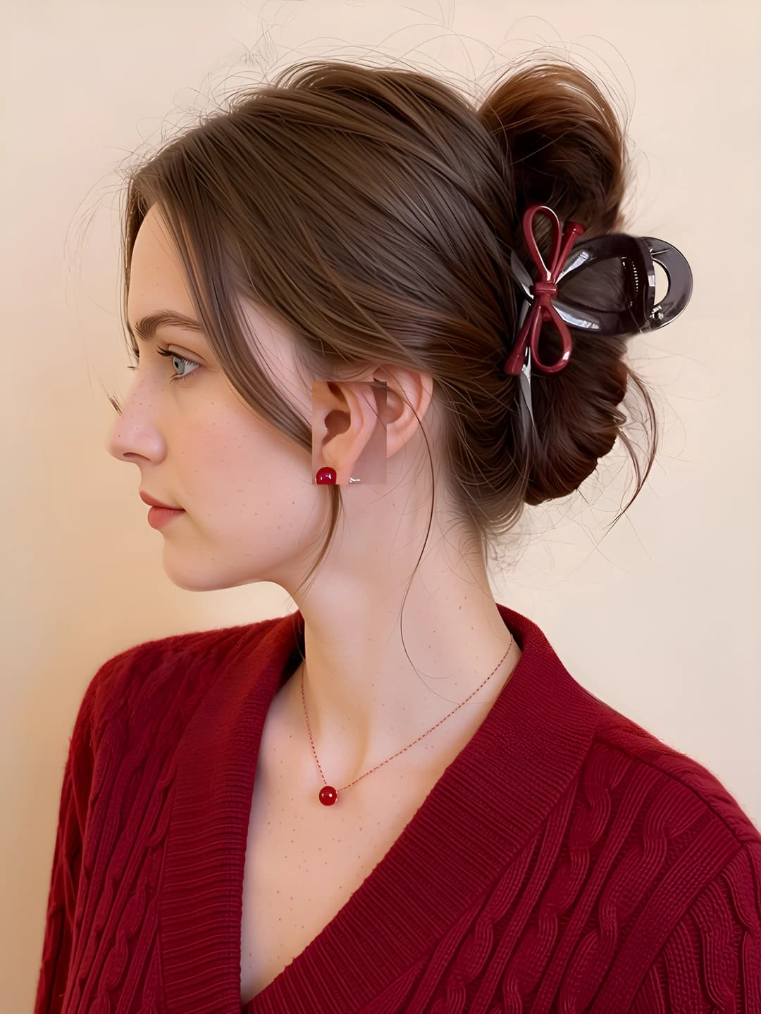 4#1# Red bow double-sided 6cm