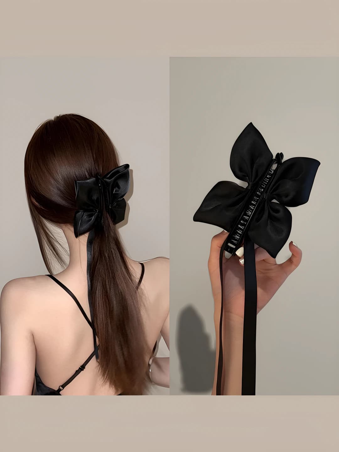 Black ribbon banana clip
