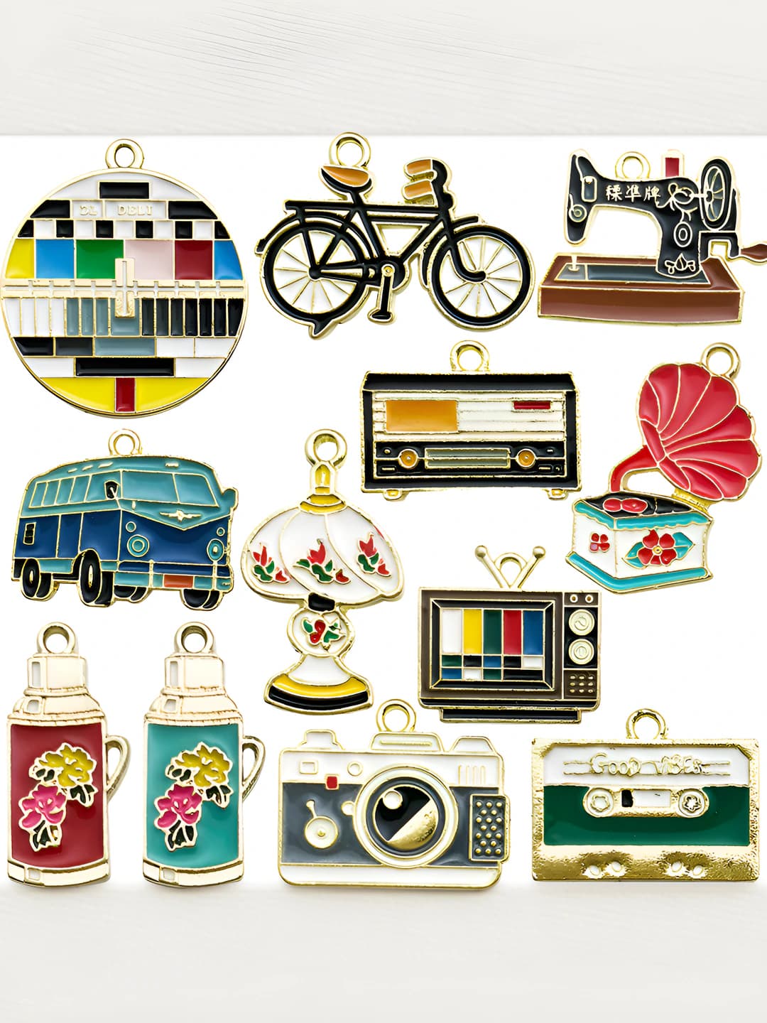 Ayollar uchun retro retro alloy enamel sharmlar ( jewelry components)