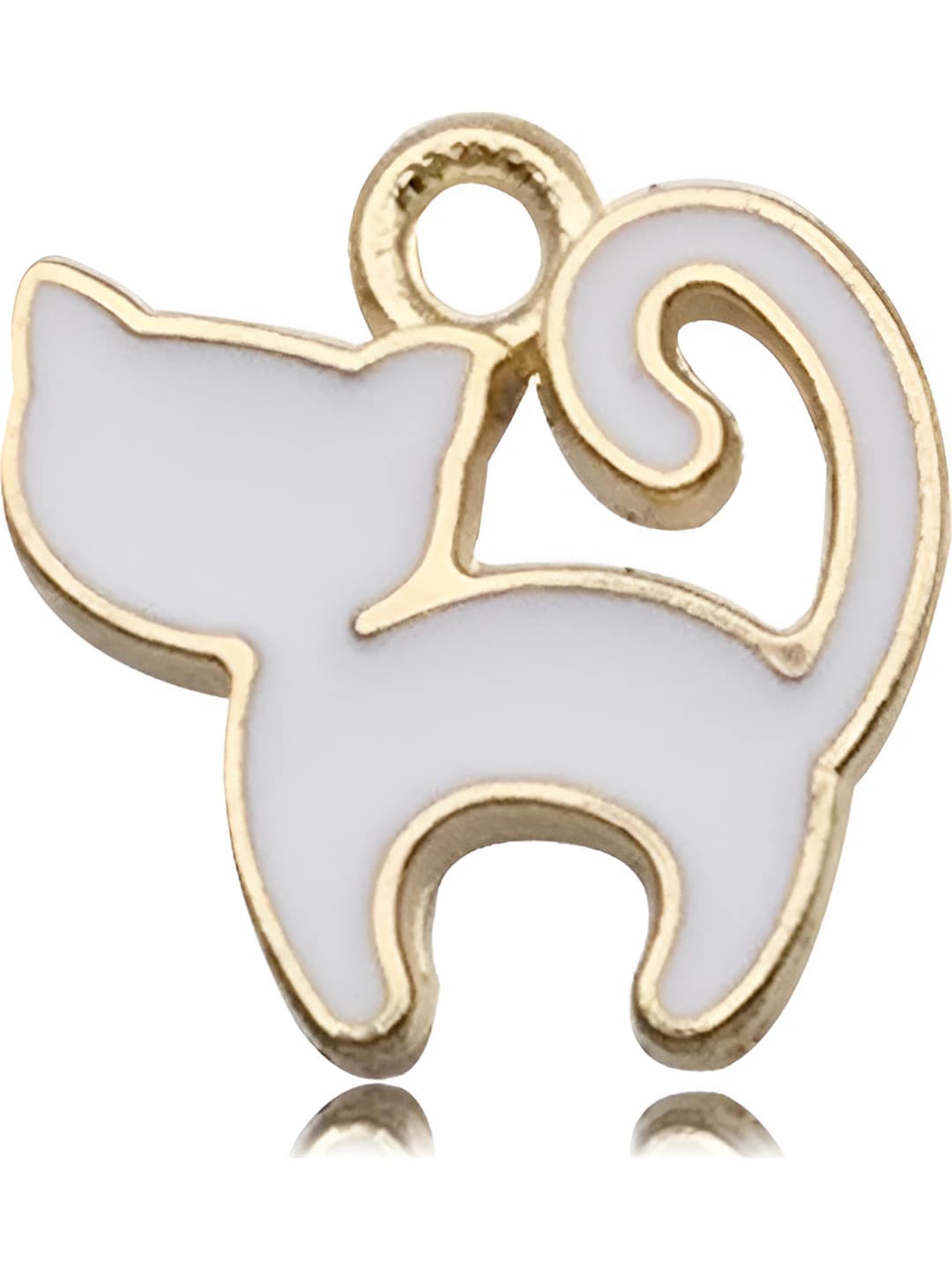 1 pc Enamel white arched cat 12x12mm-0.8g