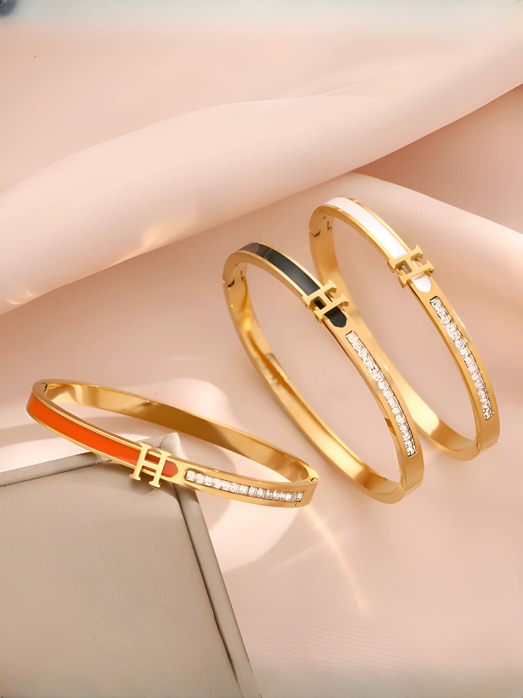 Women's Korean style letter titanium steel bangle bracelet