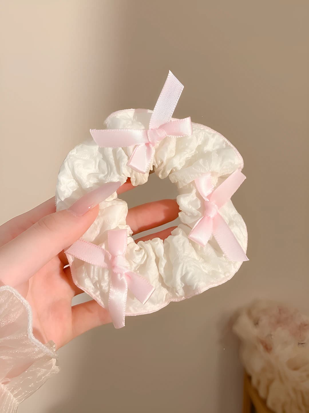 Pink, bow, 11 cm