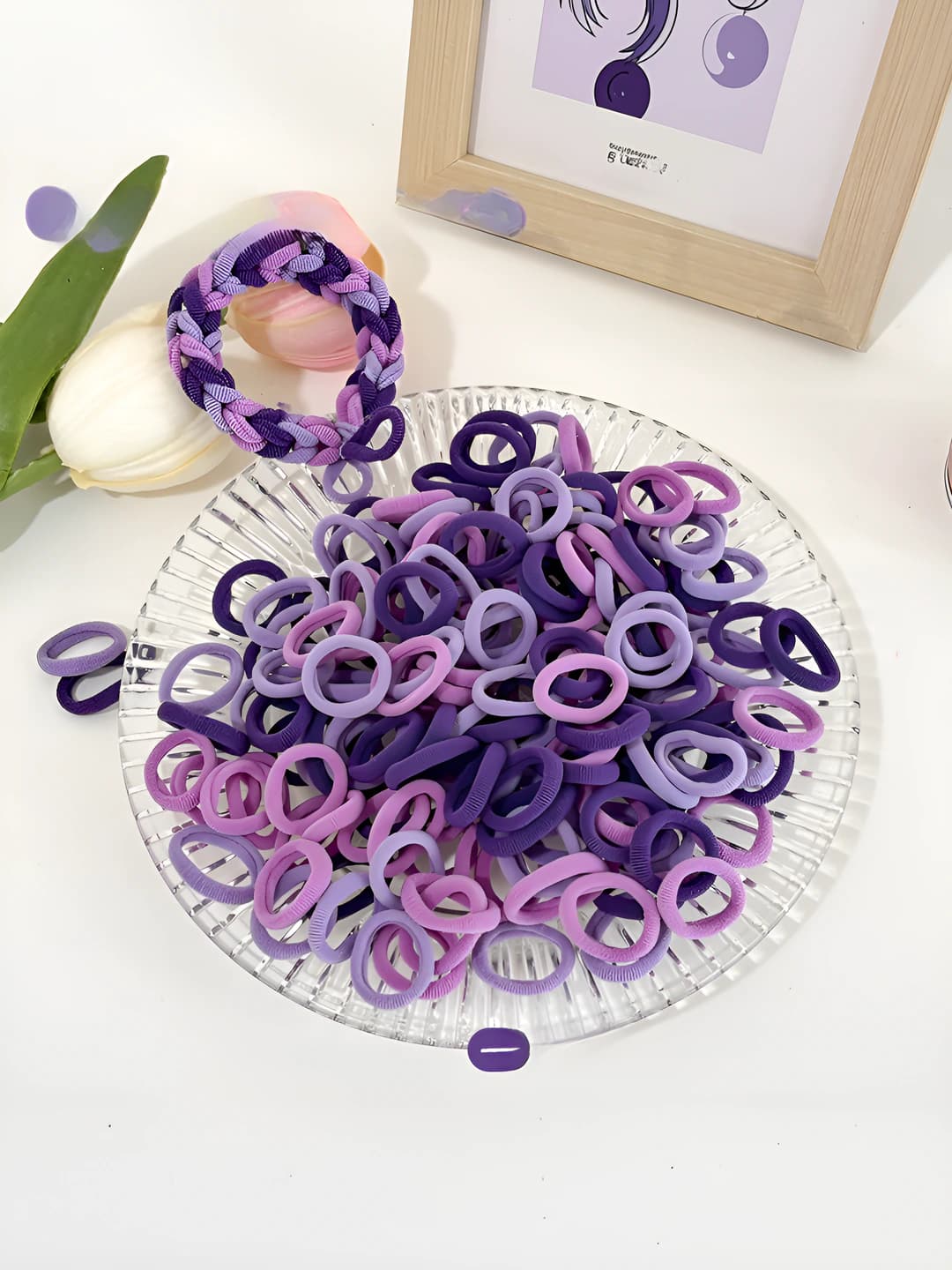 Purple stripes (100 pcs) - diam. 2 cm
