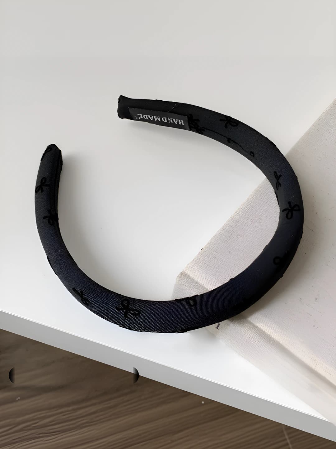 3 cm black small bow sponge headband