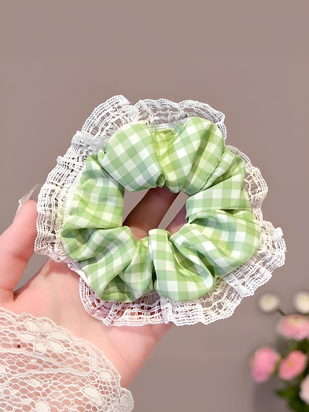 8# Mint tulle large hair tie