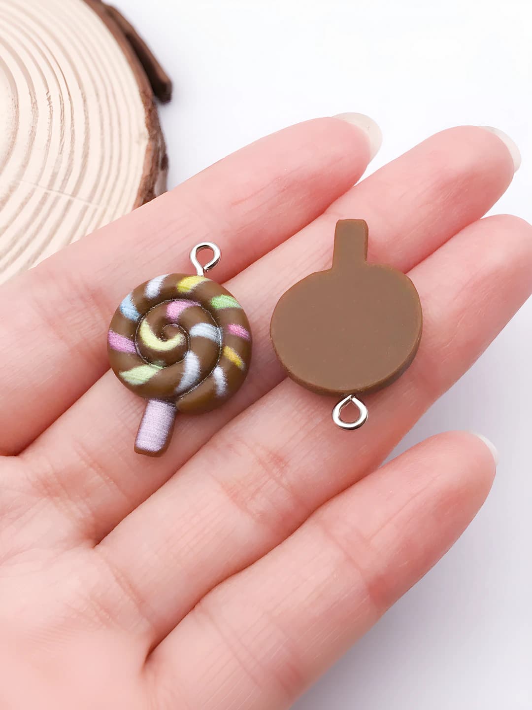 1 pc, coffee, lollipop, 26x17x5mm, 1.15g