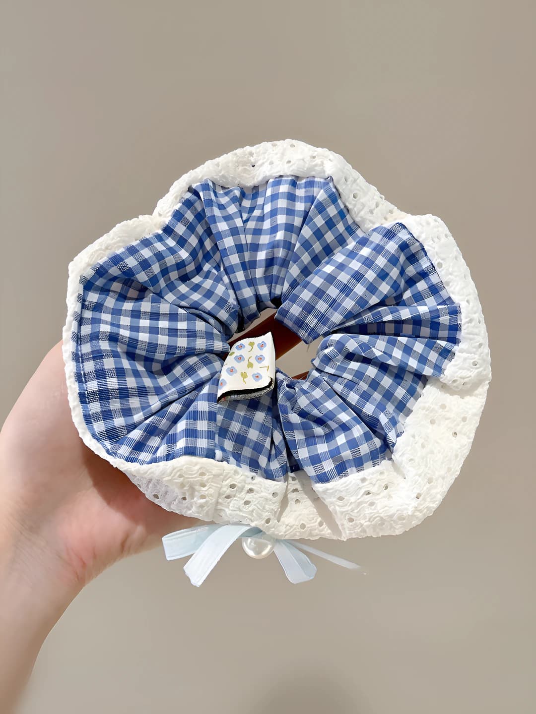 Blue plaid lace, double-sided, 16 cm