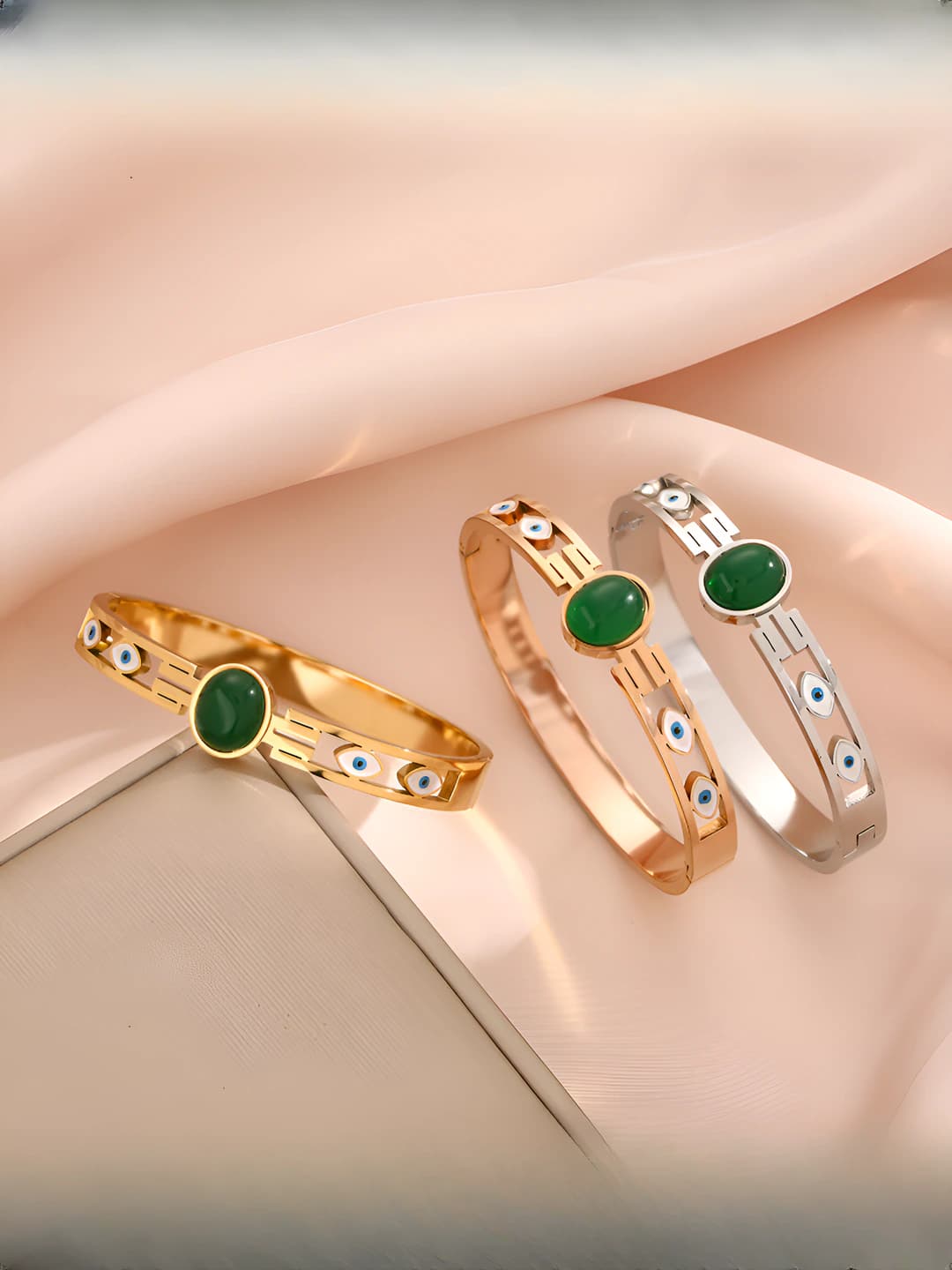 Women's 2026 oval emerald eye multi-layer line bracelet