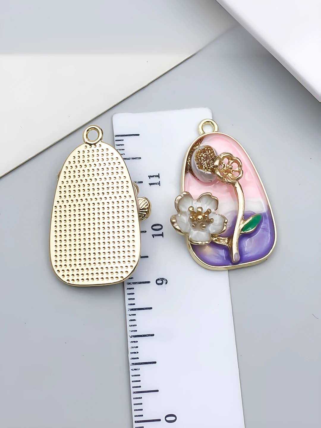 1 шт розово-фиолетовый золотой жемчуг цветок 31x19x7mm-3.45g-23591