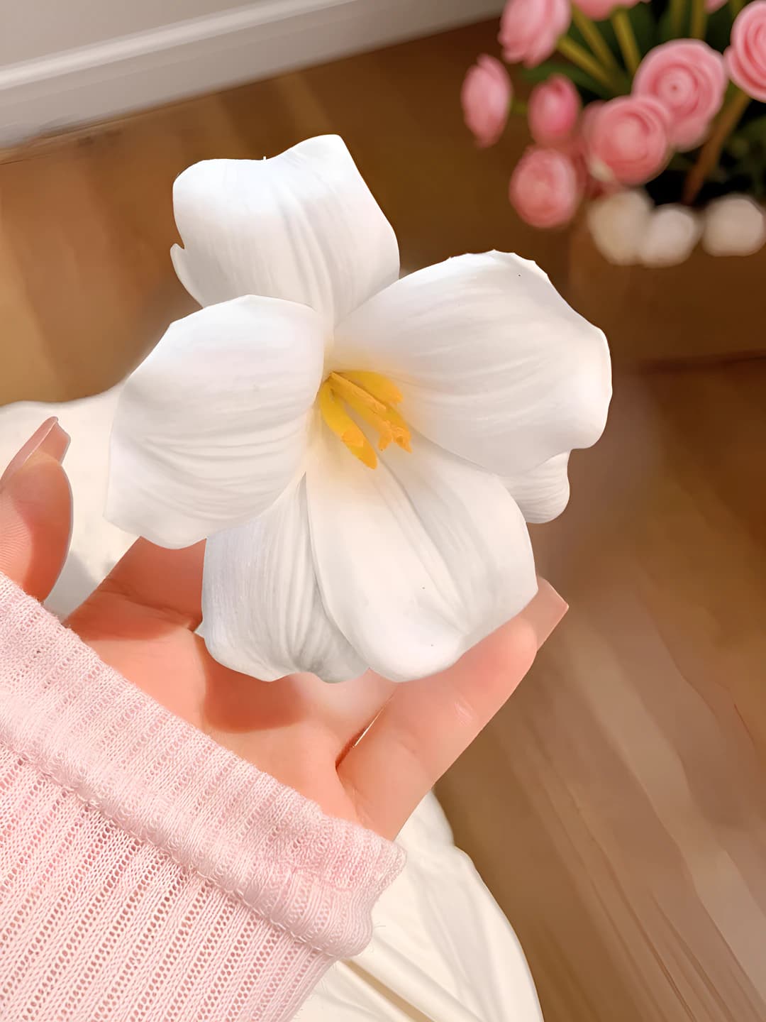 1# Тюльпан боковой зажим [Белый] 11 см