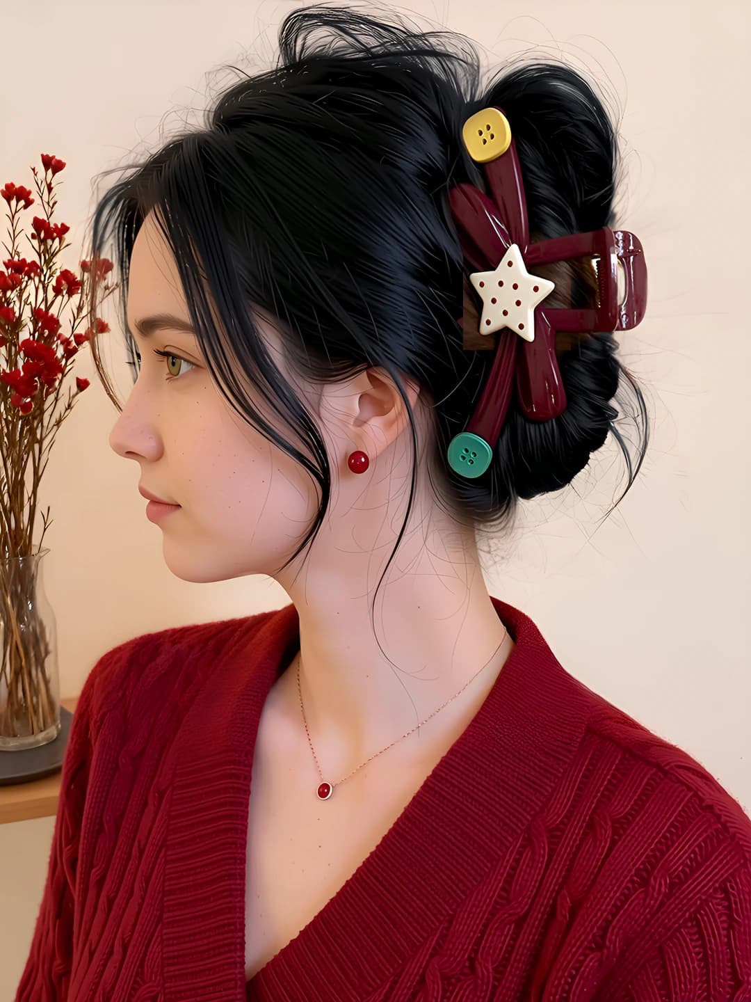 4# wine red double-sided accessory 13 cm