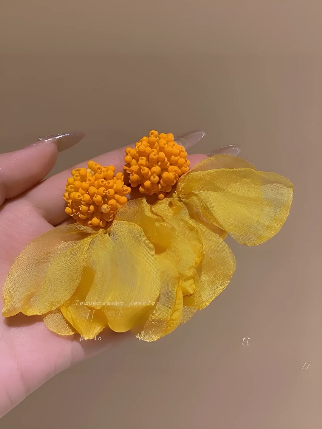 Yellow floral earrings