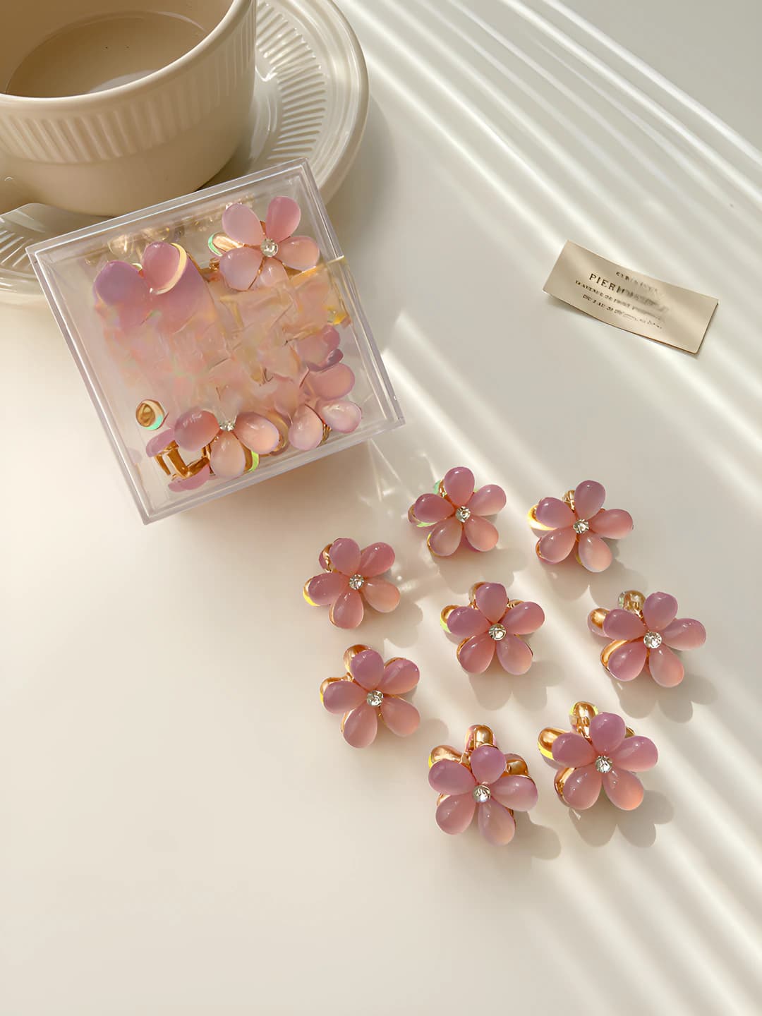 Pink 5-petal flower, 10 pcs