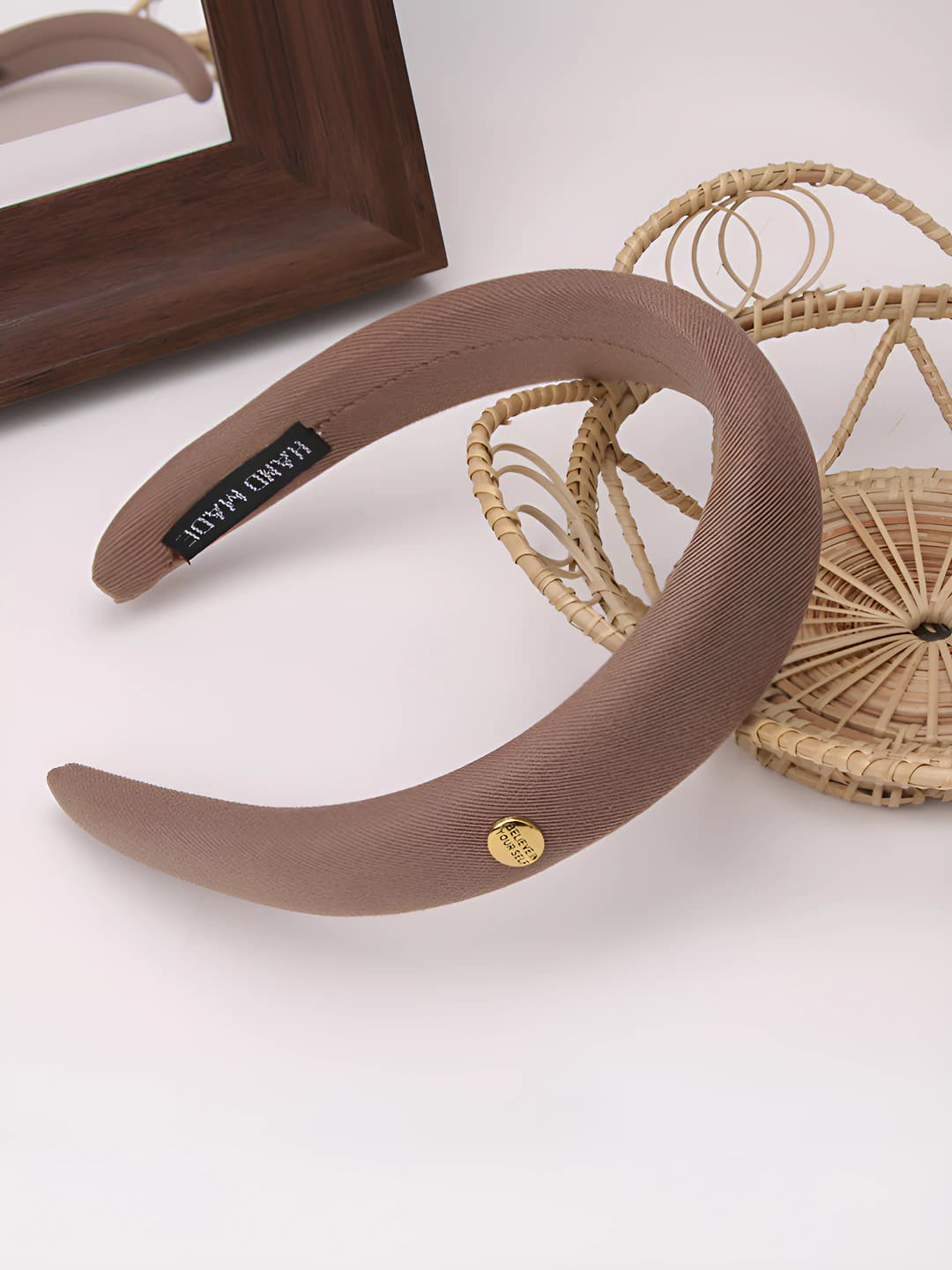 Light coffee gold logo headband