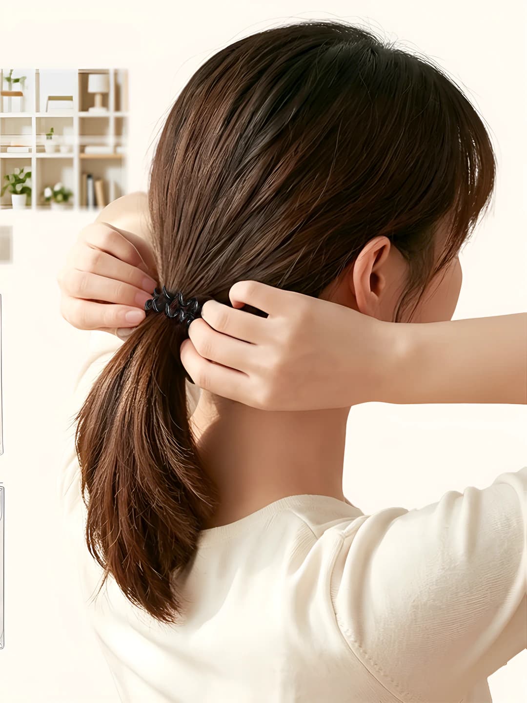 Women's seamless stretch hair ties, plastic, telephone wire shape, simple style, high elasticity
