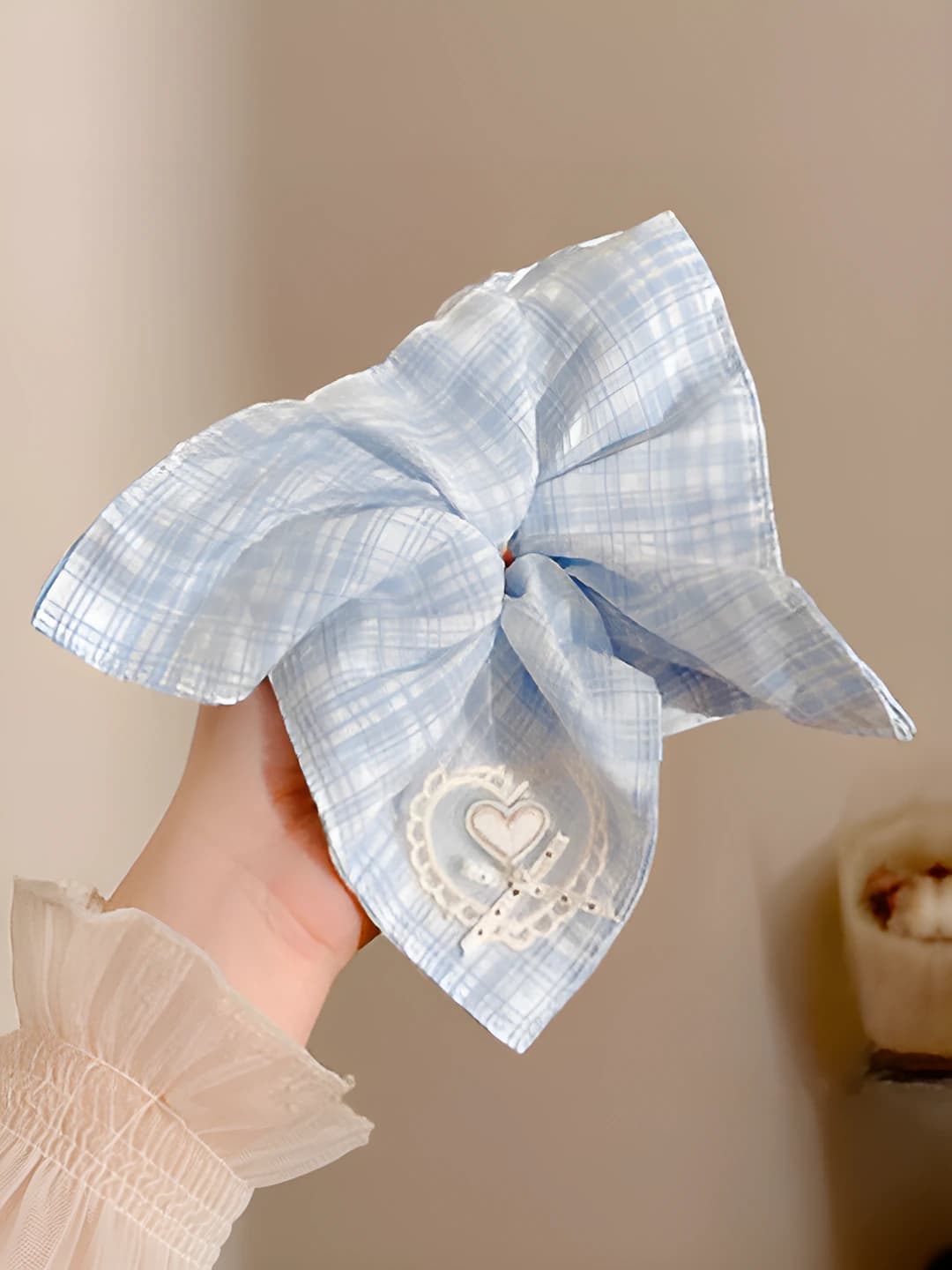 5# Plaid heart square 21*22 cm
