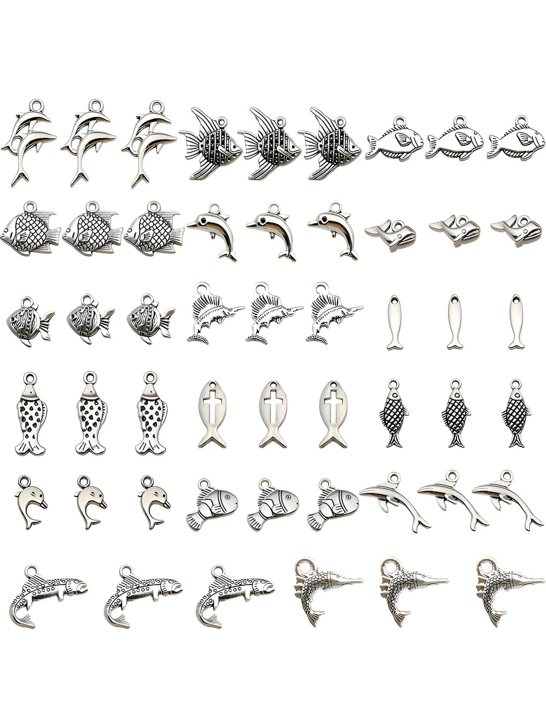 Mixed 51 pc Antique Silver Ocean Set