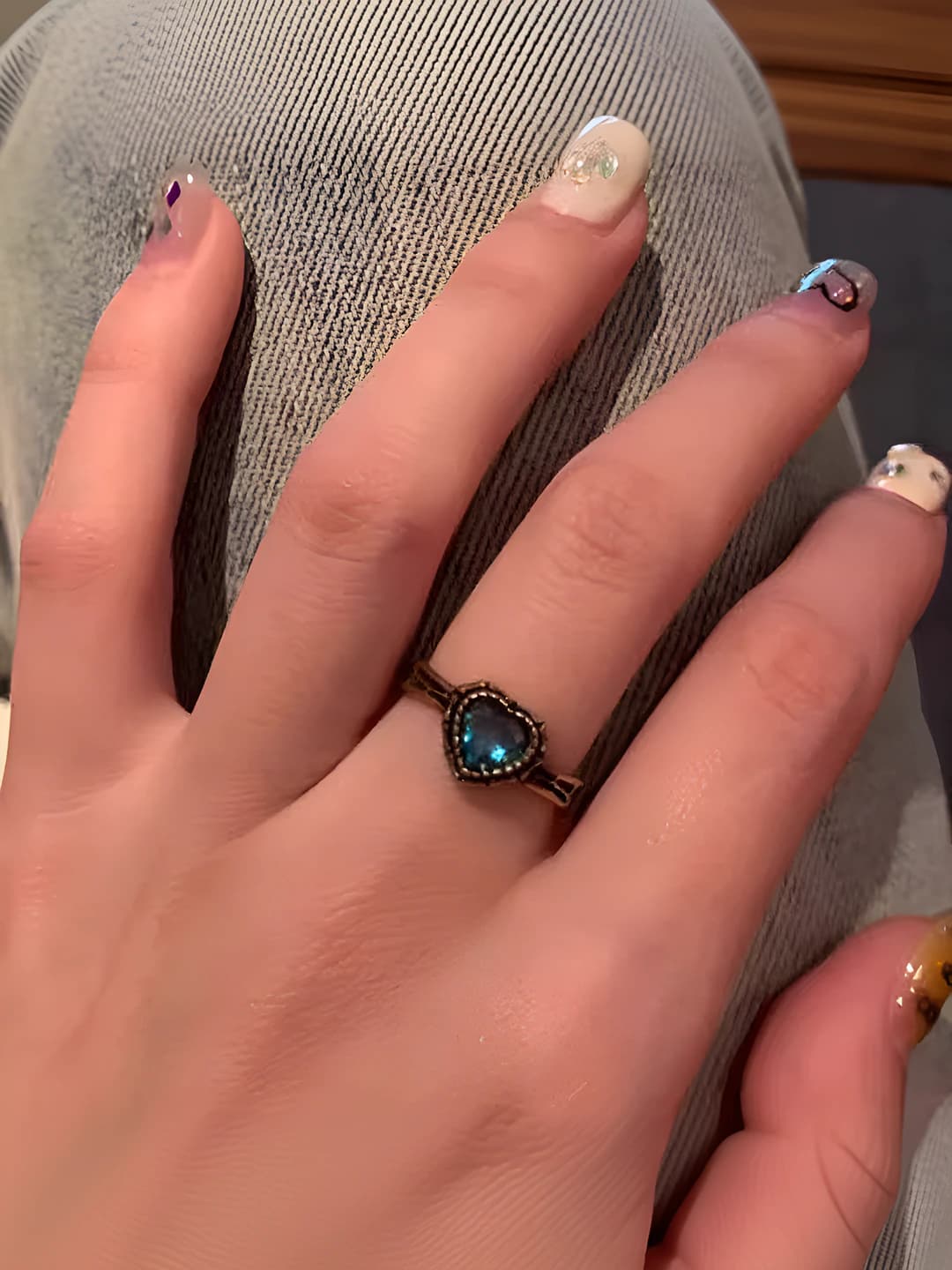 Vintage blue heart ring