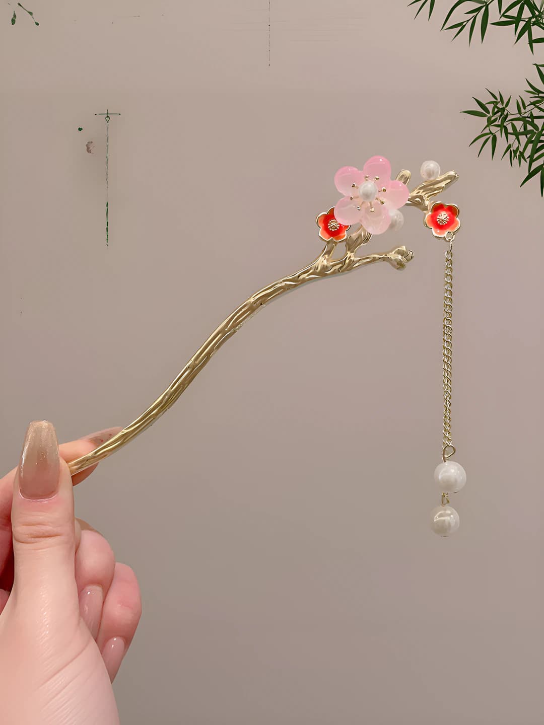 20# Абрикосовый одиночный цветок жемчужная кисть шпилька (в пакете) 17 см
