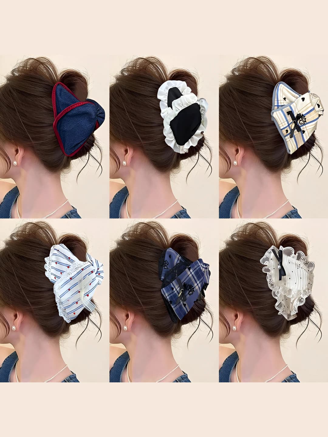 Women's hair clips and combs: 2026 Korean style sweet plaid triangular shark clip