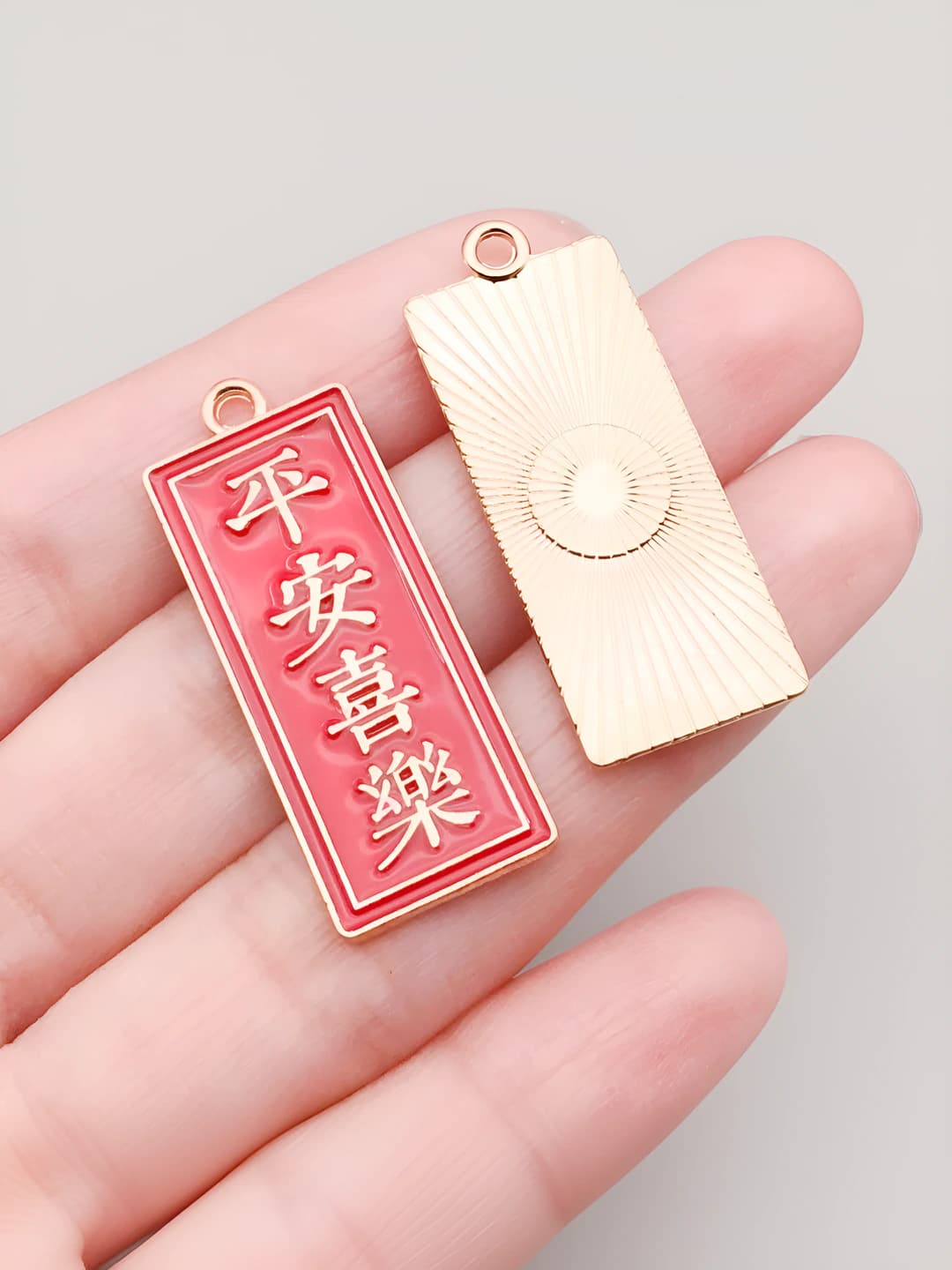 Chinese style plate (Safety and joy), 13x35mm, 2.5g