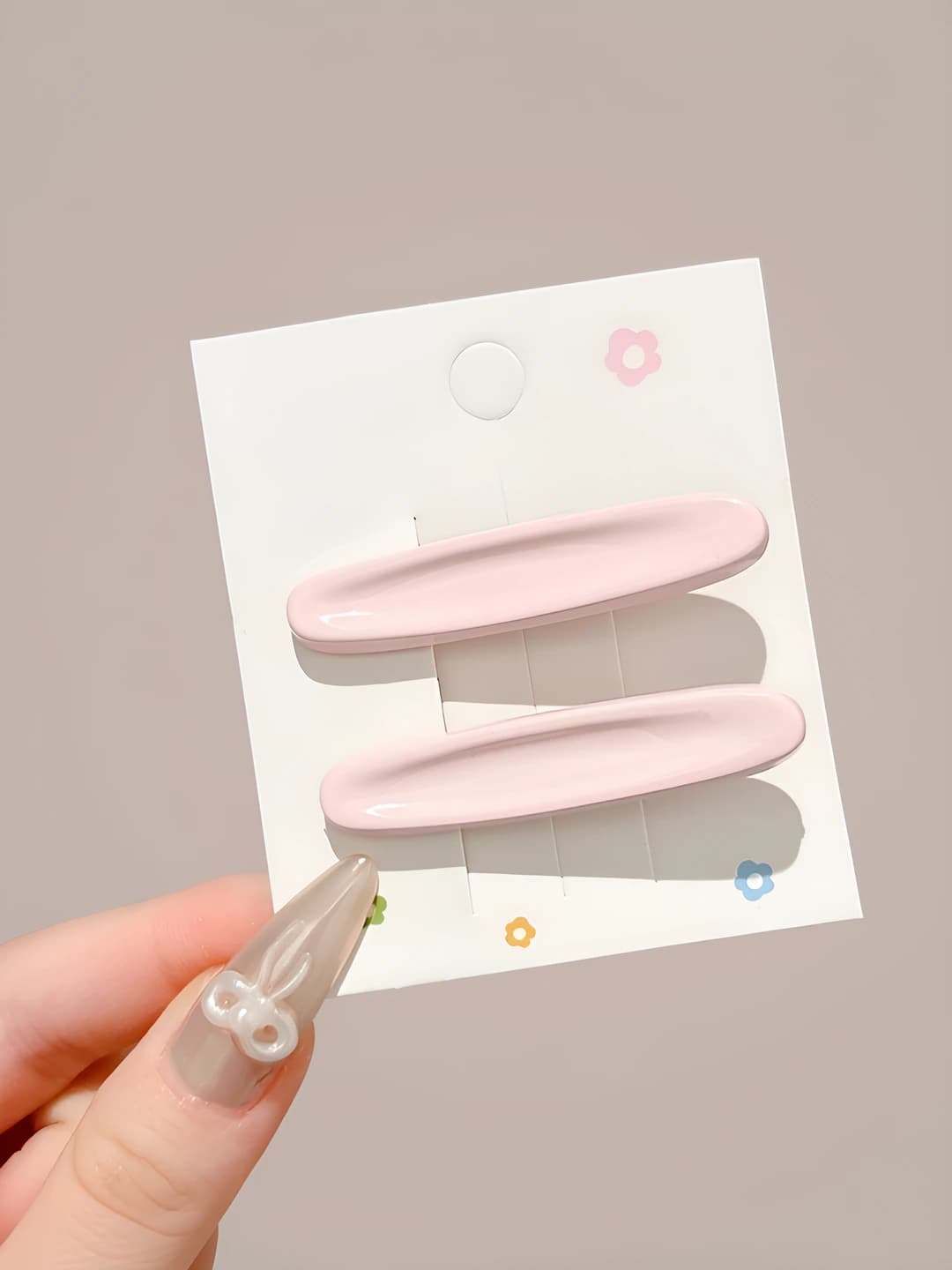 2# Rangli oval gulli soch to'g'asi Pushti rang Juft ~5.2cm