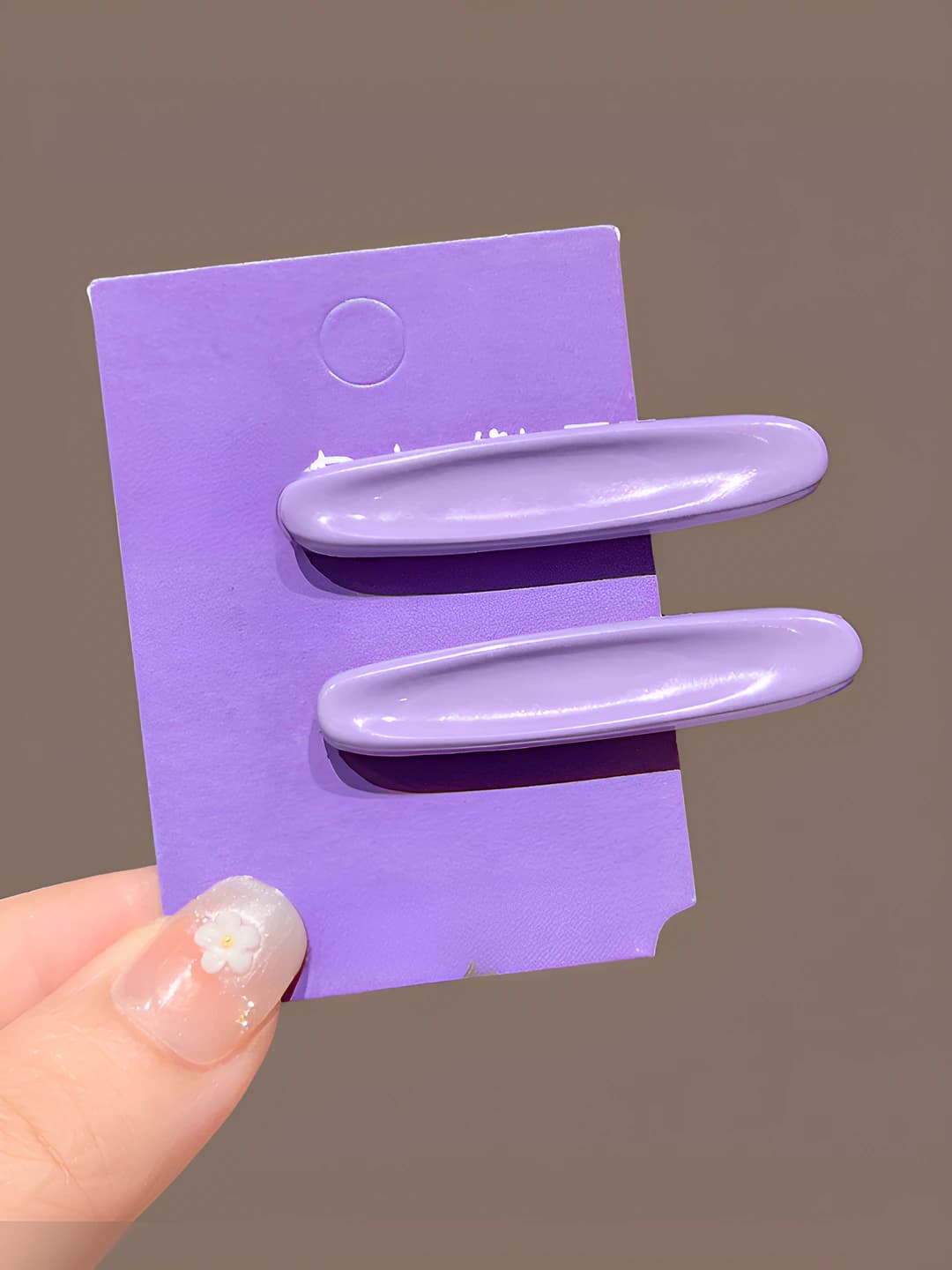 3# Color oval floral hair clip Purple Pair ~5.2cm