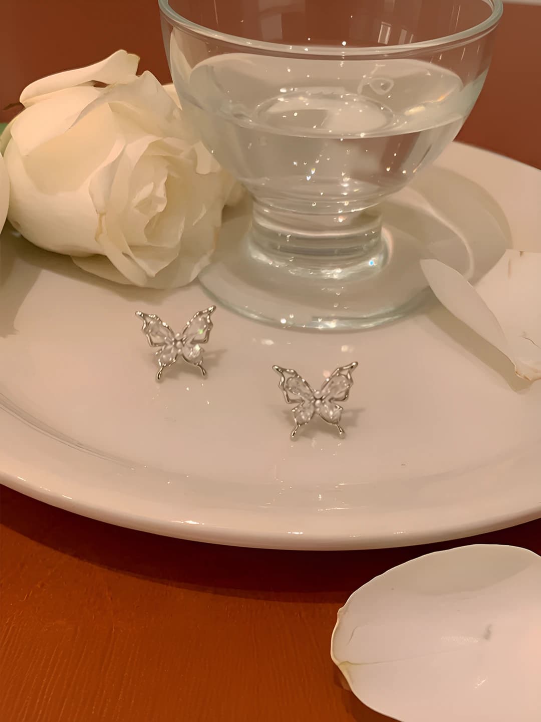 Zircon butterfly studs