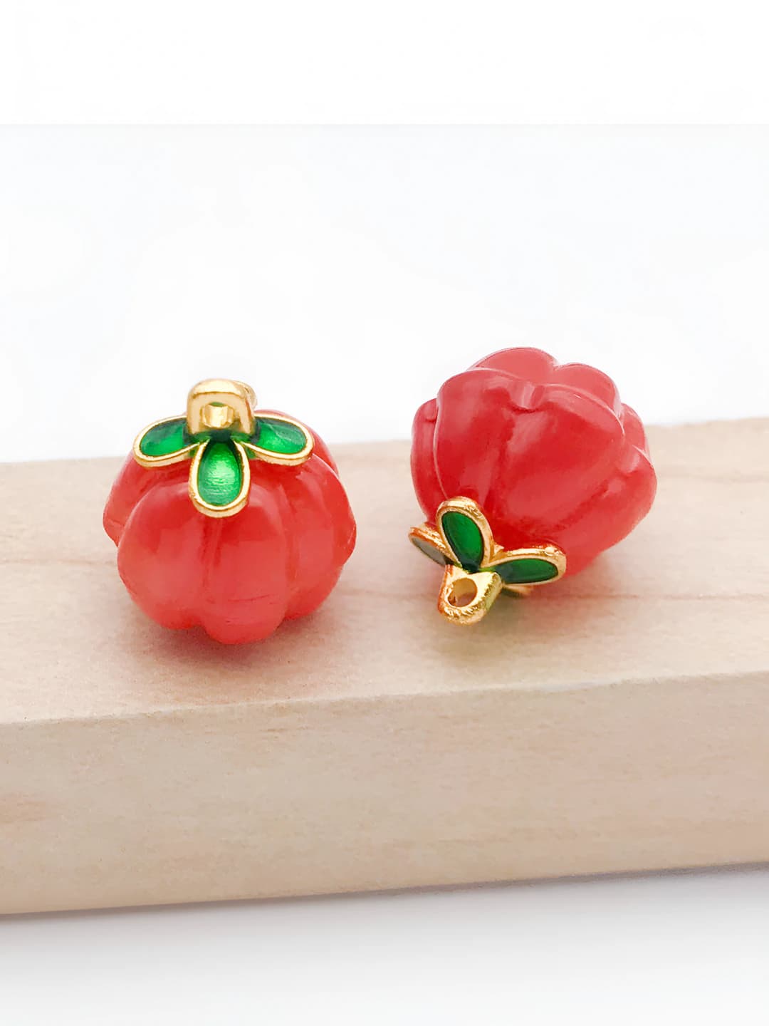 1 шт. большой красный стеклянный клевер-тыква 14x13mm-2.1g