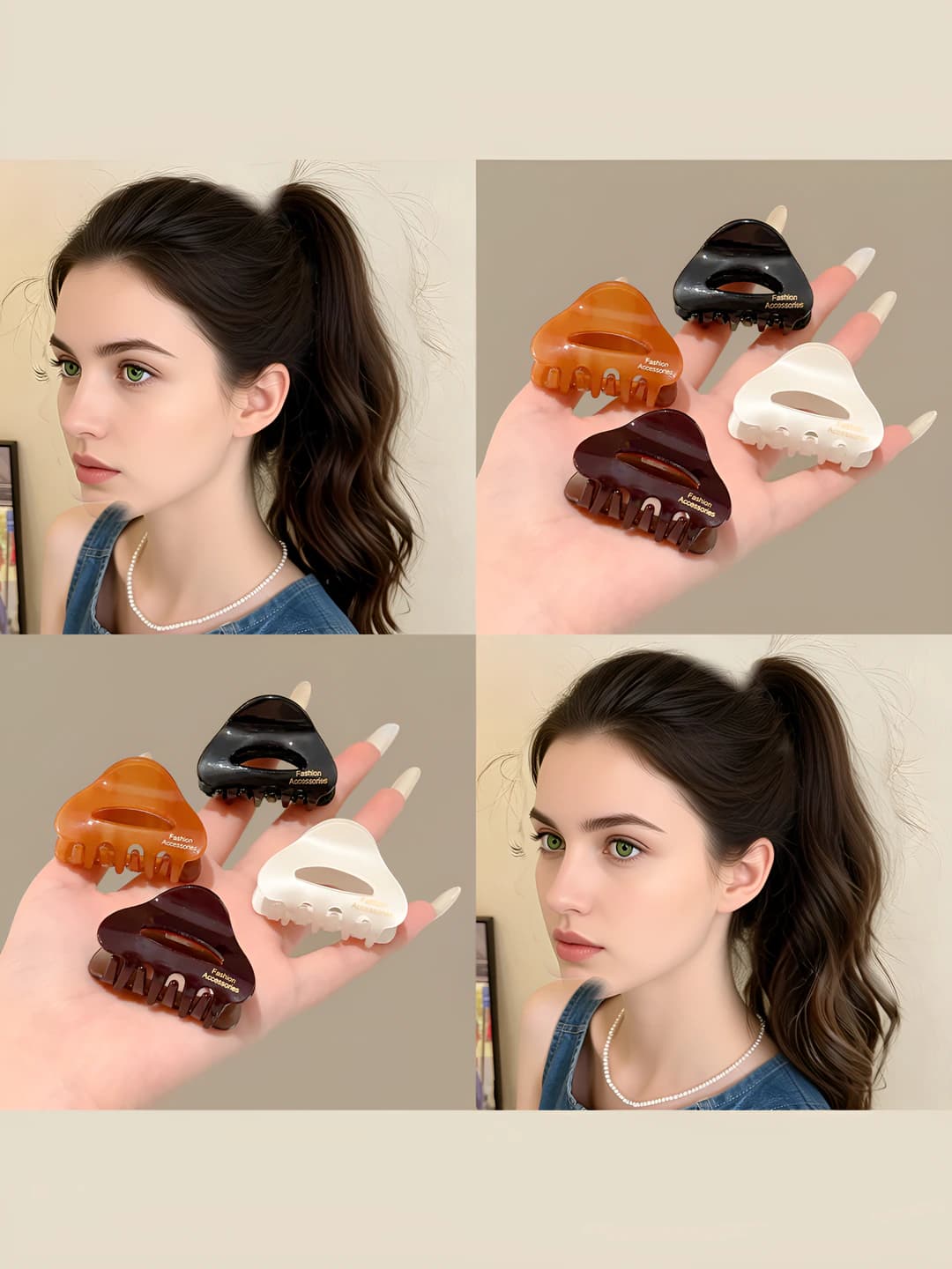 Hair clips and combs for women: Korean style, geometric design element, acetate hair clip
