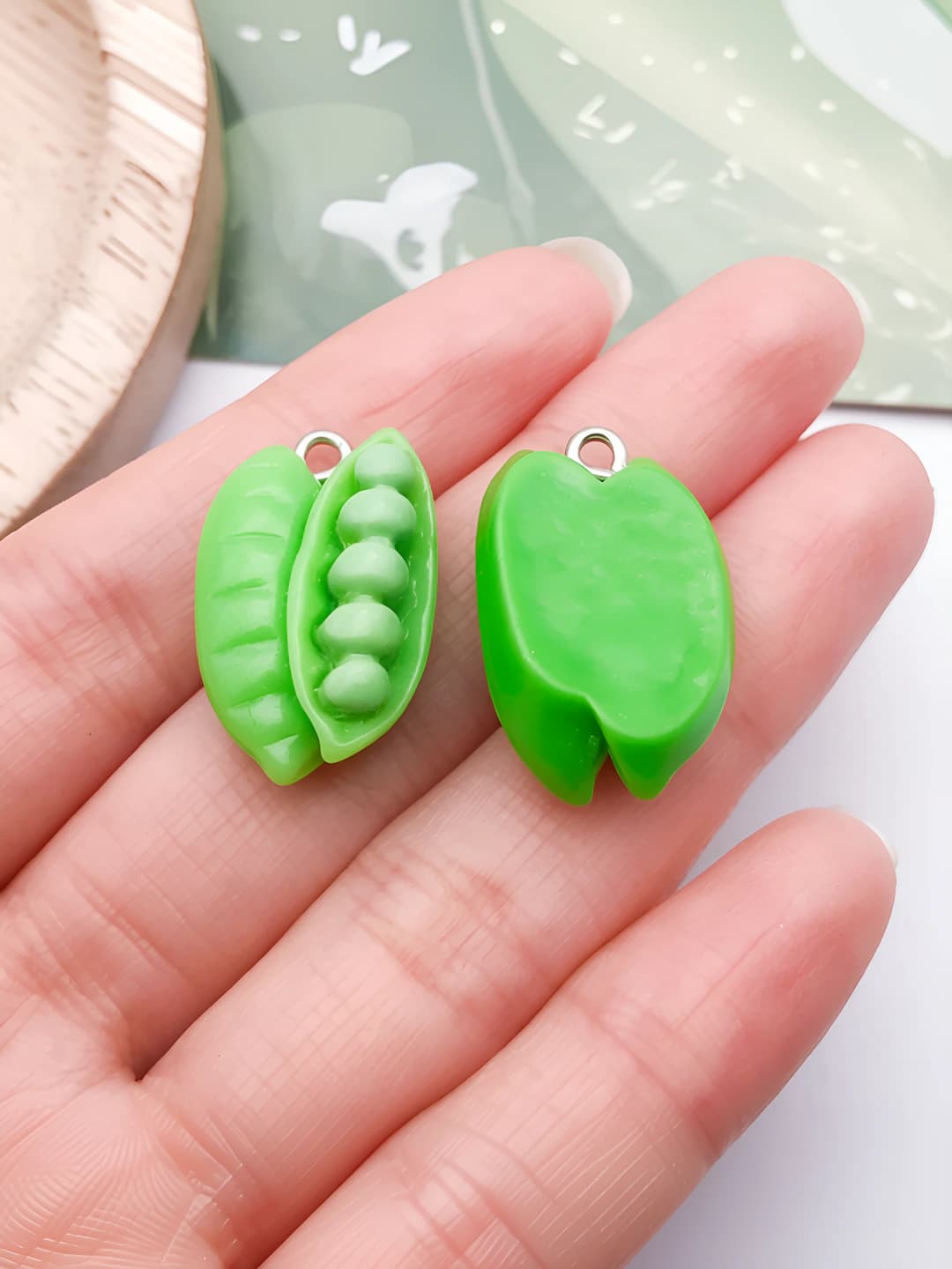 1 шт Зелёный смол зелёная фасоль 25x15x8mm-2g-23887