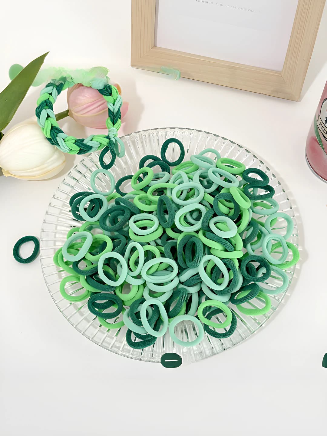 【52】Green striped 100 pcs in bag 2cm