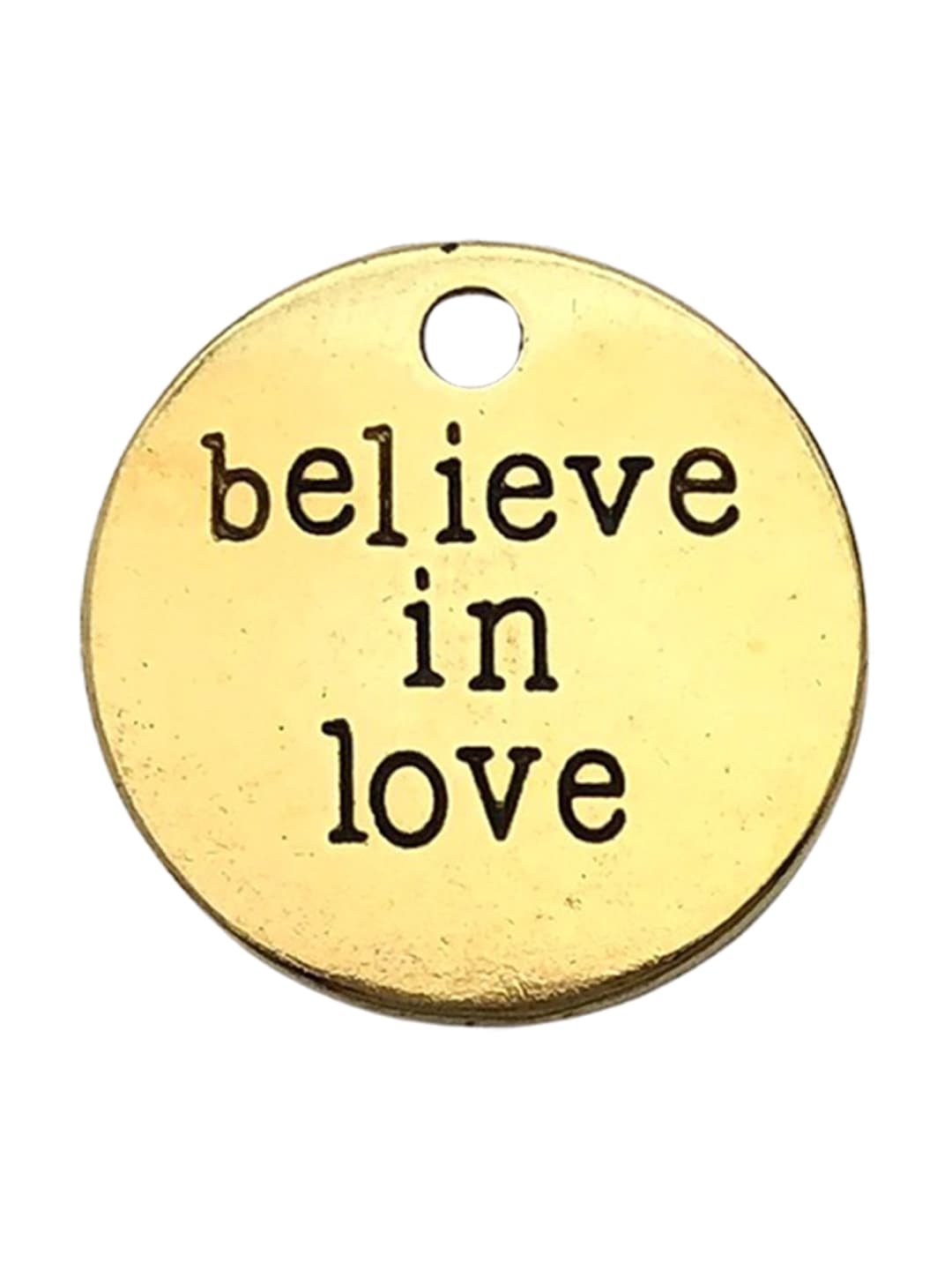 1 pc round believeinlove letter plate, 19x19mm, 2.5g