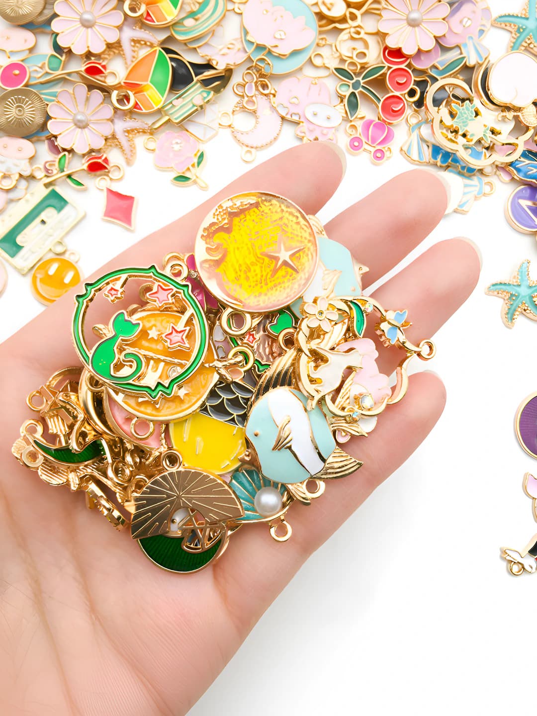 Mixed 50 random enamel charms