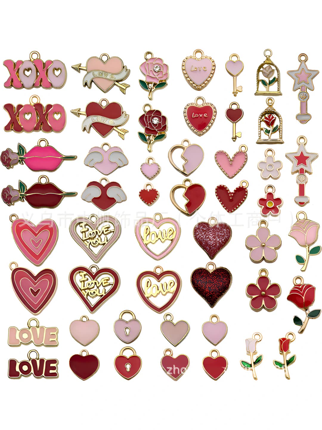50 pc mix red-pink Valentine's-50 var-47g-SN1045