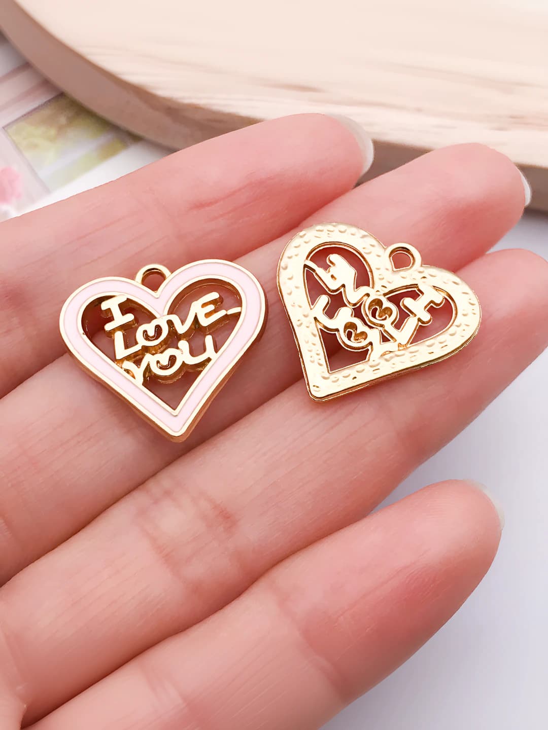 Pink ILOVEYOU Heart 19x20mm-1.6g