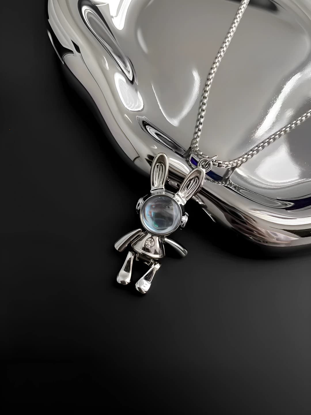 Clear space rabbit - titanium chain 70 cm