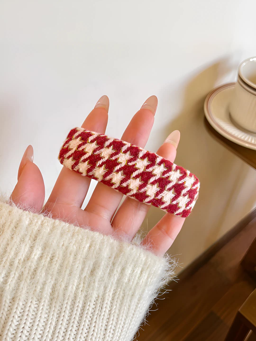 8# Qizil houndstooth 8 sm
