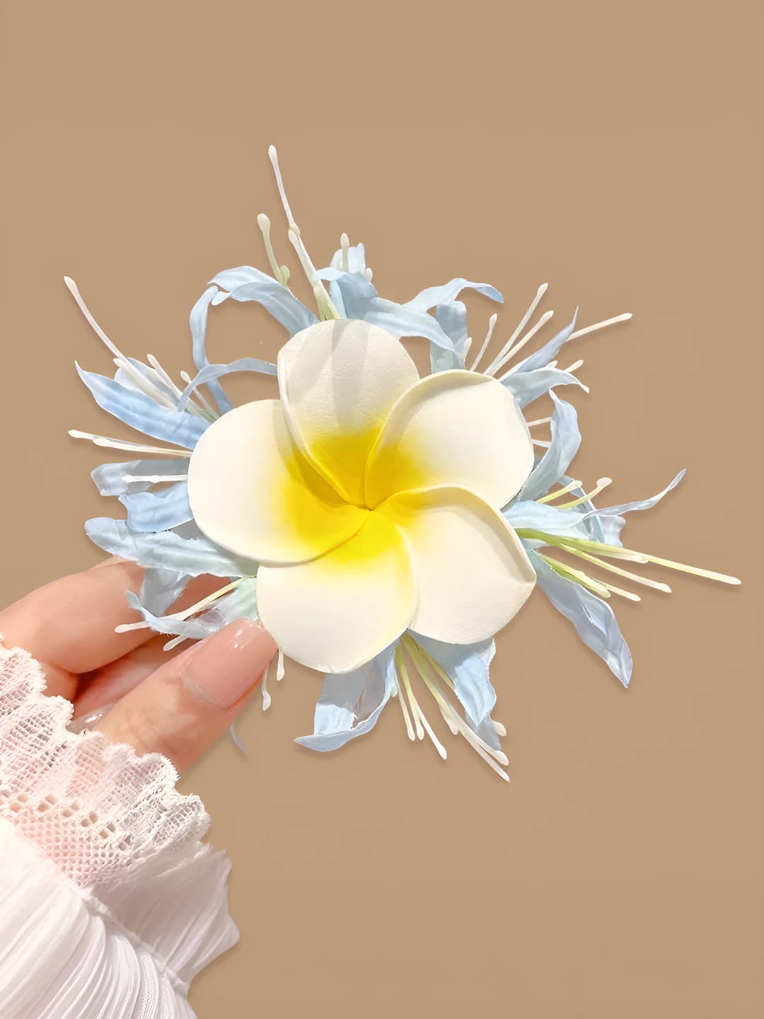 Light blue flower ~11 cm - clip ~4.5 cm