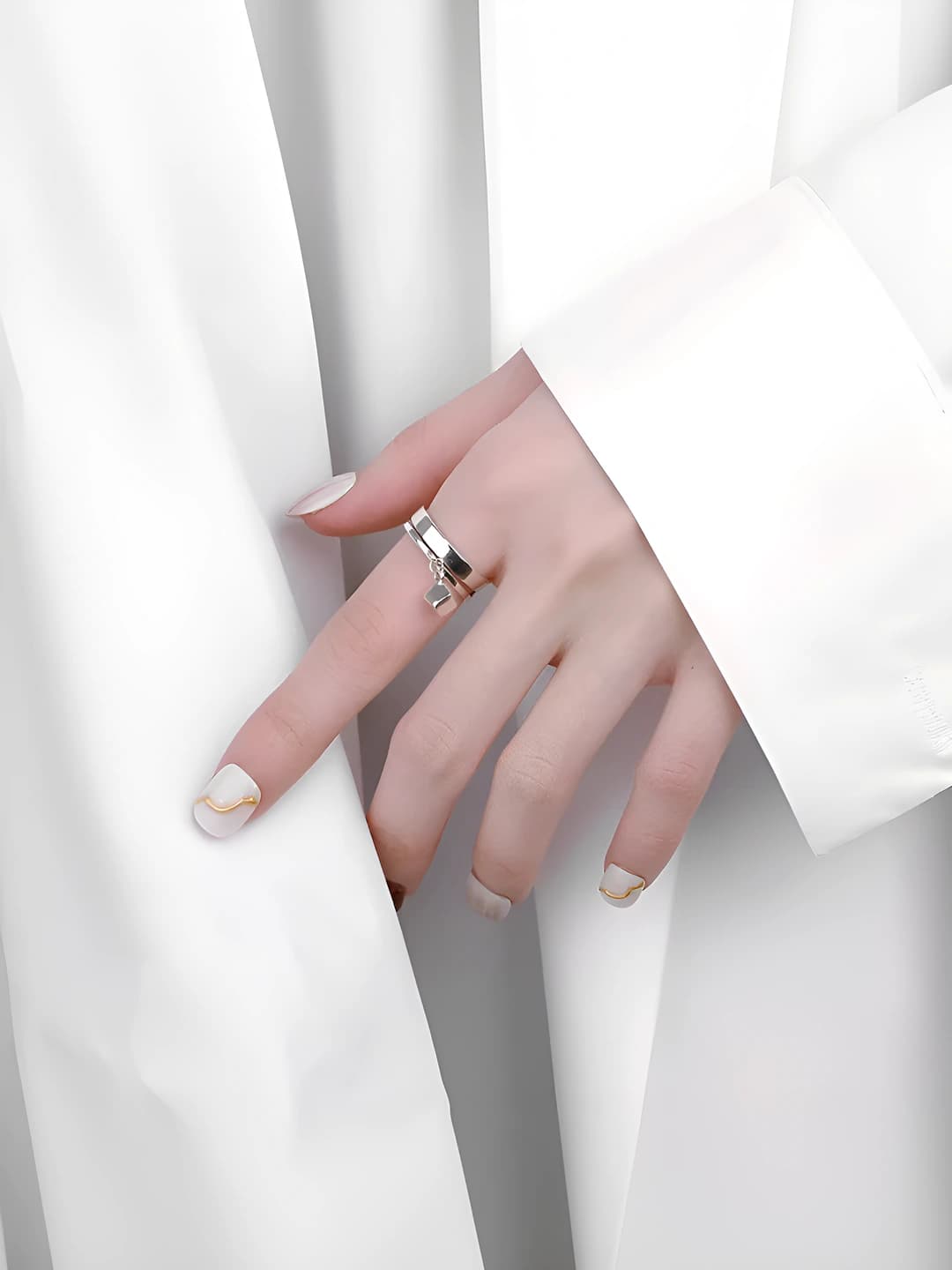 Women's open ring: copper, retro style, geometric design element, beveled square shape